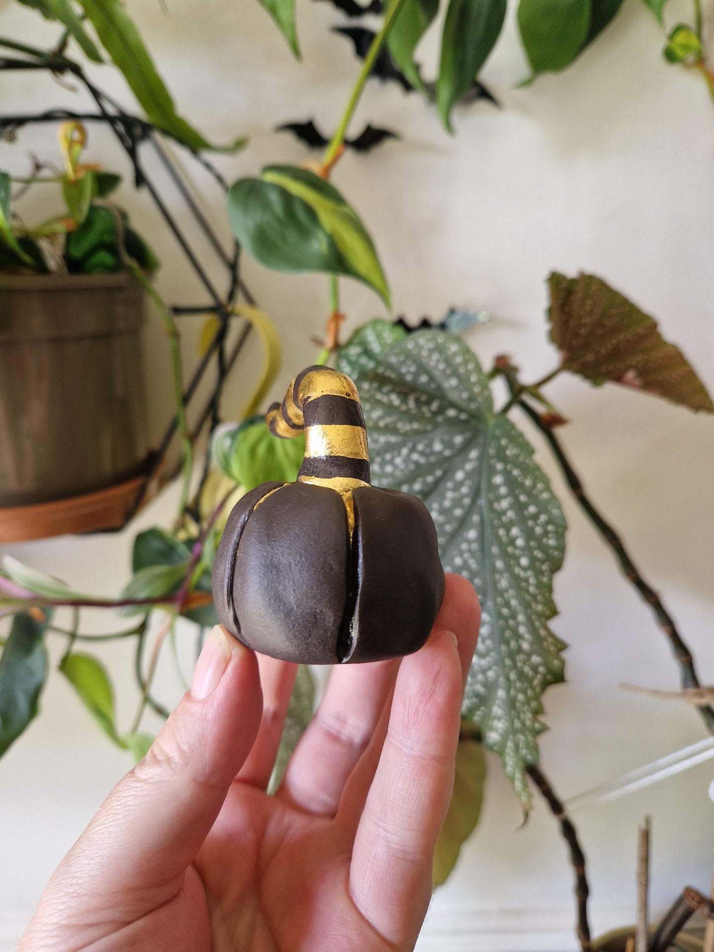 SECONDS PIECE ** see desciption for details** Pumpkin candle snuffer // strippy