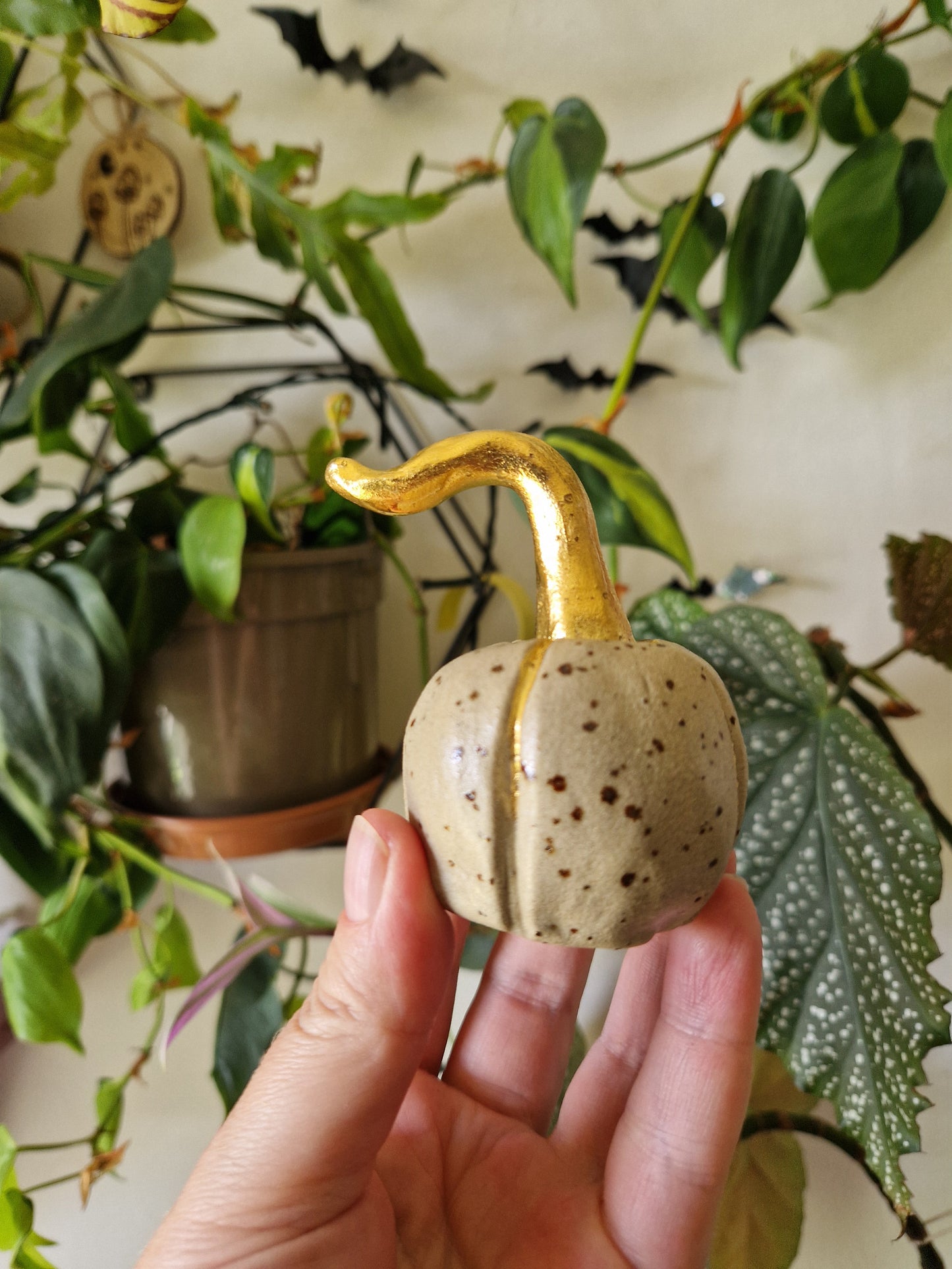 Pumpkin candle snuffer // Speckled Clay