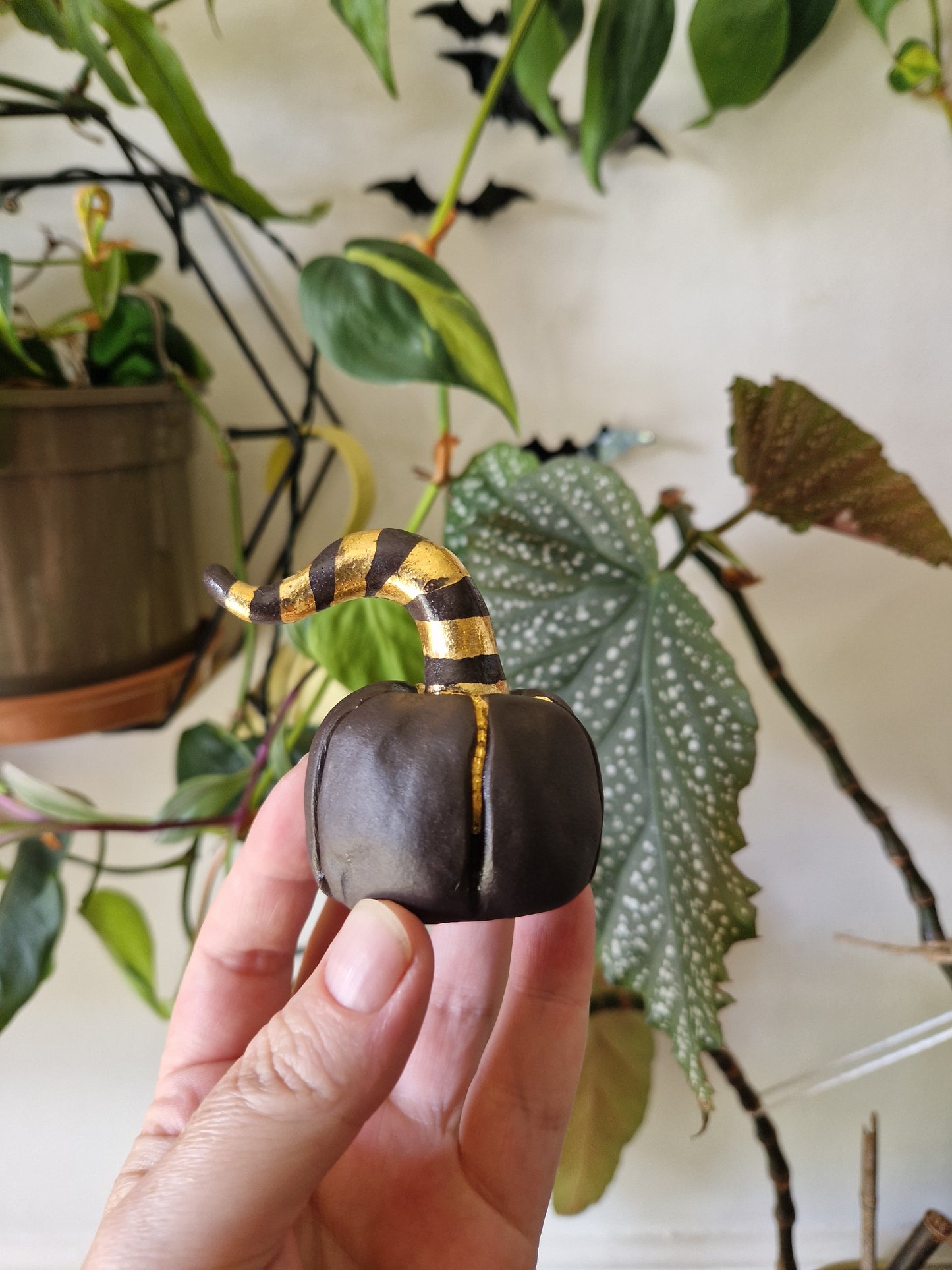 SECONDS PIECE ** see desciption for details** Pumpkin candle snuffer // strippy
