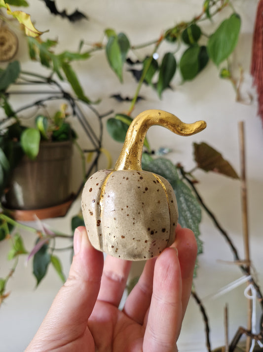 Pumpkin candle snuffer // Speckled Clay