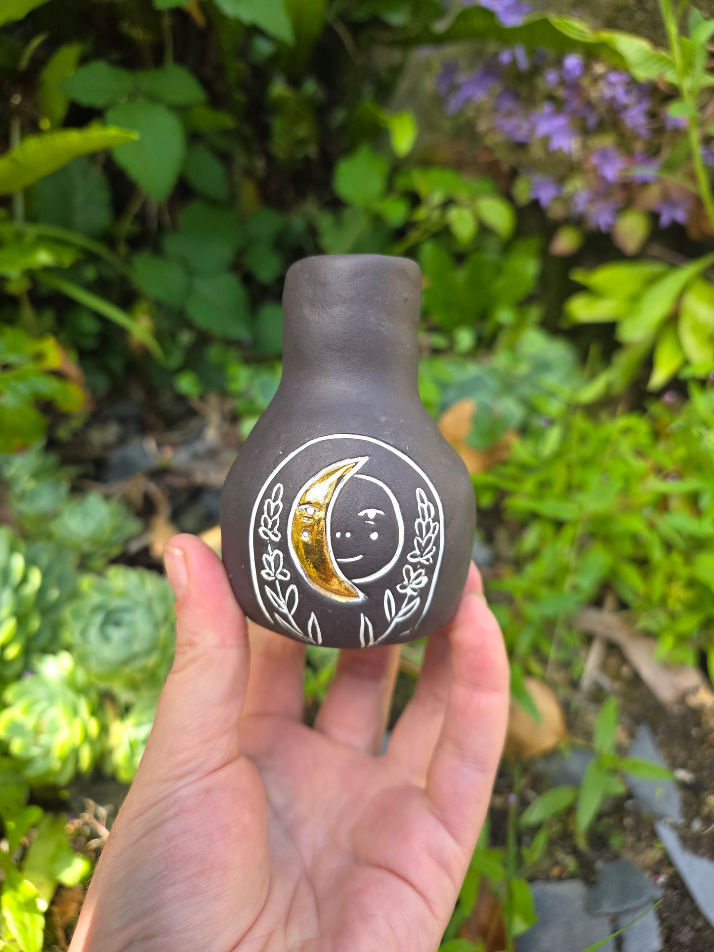 Small Moon Folk Vase - Black